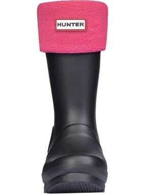 Hunter Black Rain Boot with Pink Fleece Cuff